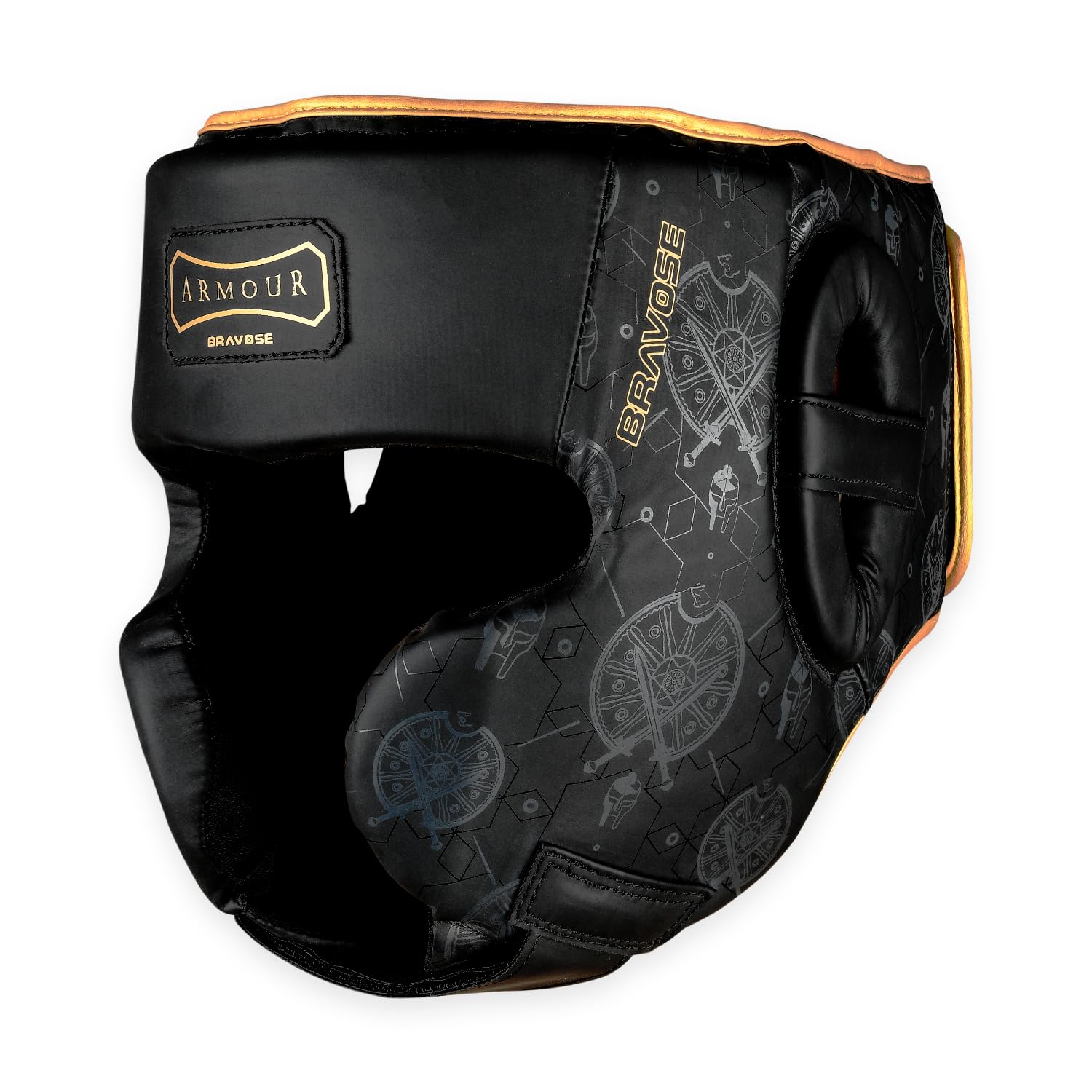 BRAVOSE Armour Boxing Headguard | Professional Velcro Boxing, Training, Sparring & Martial Arts Headgear | Head Guard for Ear, Cheek, Face Protection | Helmet for MMA, Kickboxing, Taekwondo (L/XL)