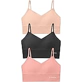 Livona 3 Pack Training Bras for Girls - Sports, Fitness, Padded Everyday Bralette, Crop Cami Tank Top (6-14)
