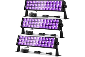 ISUERFY 72W Black Light Bar IP66 Waterproof, LED Blacklight with Plug+Switch+5ft Cord, Outdoor Black lights with 108 LEDs, for Neon Glow in the Dark Party Halloween Decor Body Paint Fluorescent Poster, 3 Pack