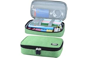 Chelory Big Pencil Case Large Capacity Pencil Bag Pouch Pen Pencil Marker Holder with High Storage for Office Supplier Desk Stationery Organizer Makeup Bag (Green)