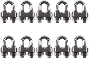 DYWISHKEY Pack of 10, 1/16 Inch M2 Stainless Steel Wire Rope Cable Clip Clamp