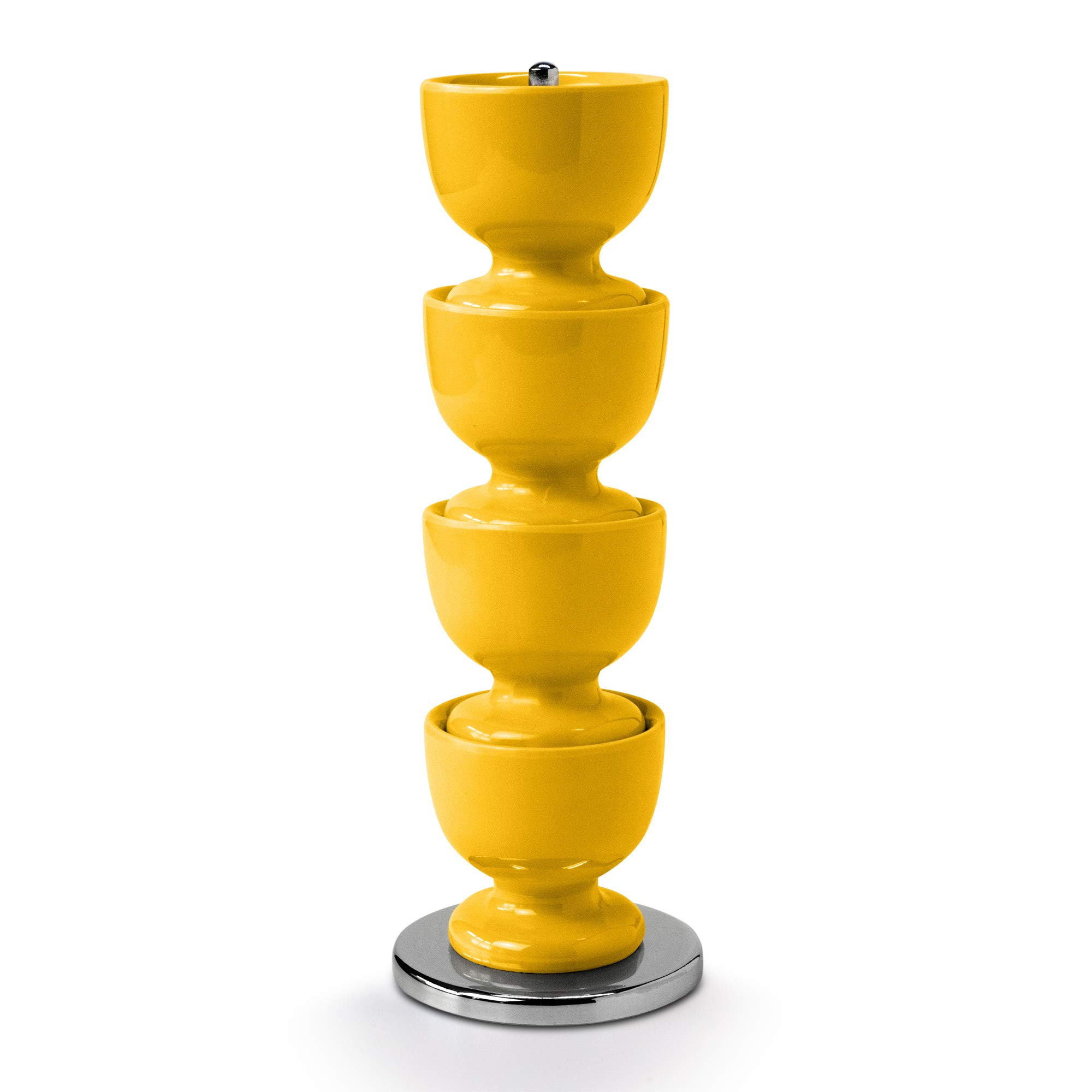 Zeal G277M Melamine Stack and Store Egg Cups/Holders, Set of 4 with Chrome Storage and Carry Stand-Mustard