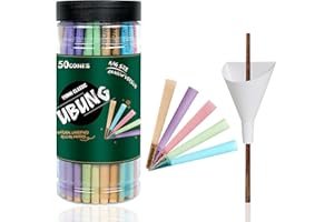 UBUNG Rainbow Cones 50 Pcs, King Size Colorful Pre Rolled Cones with Tips(5 Colors), 108mm Slow Type Rolling Papers, Includin