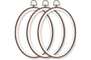 Celley Embroidery Hoops, Oval Imitated Wood Design, 3 Pcs