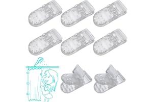 Kingwee Thumb Shower Curtain Clips, Shower Splash Guard Holders, Bathtub Curtain Liner Clips for Windproof & Splash Water (Clear-8 Pack)