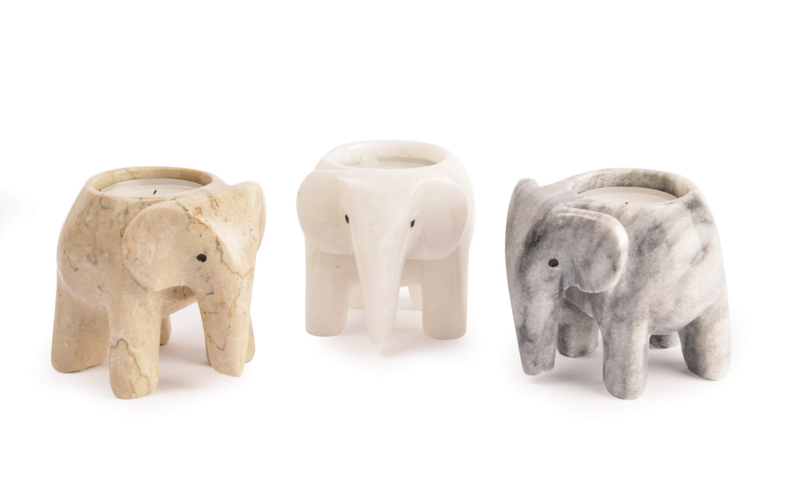 Marble Elephant Tea Light Candle Holder Collection - Neutral Collection