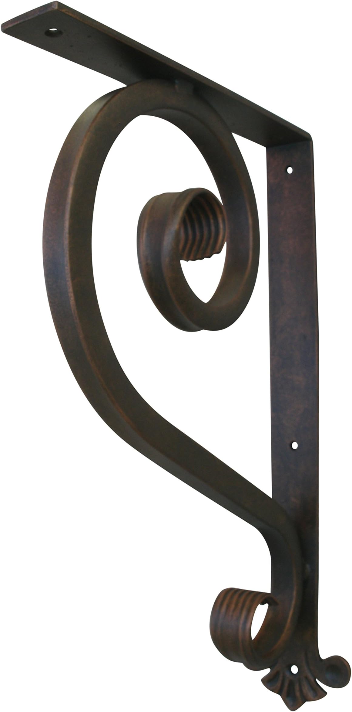 Shoreline Large Wrought Iron Support Bracket- Unique Heavy Duty Decorative Angle Support 11”X 22”-Blue-Green Patina