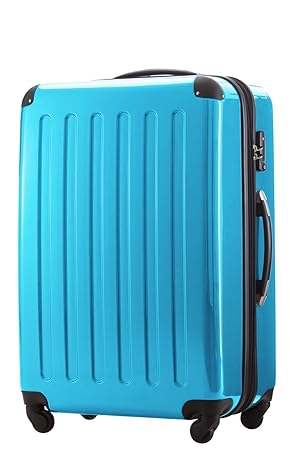 HAUPTSTADTKOFFER Alex 4 Doppel-Rollen Großer Hartschalen-Koffer Trolley Rollkoffer Reisekoffer, 75 cm, 119 L, Cyanblau