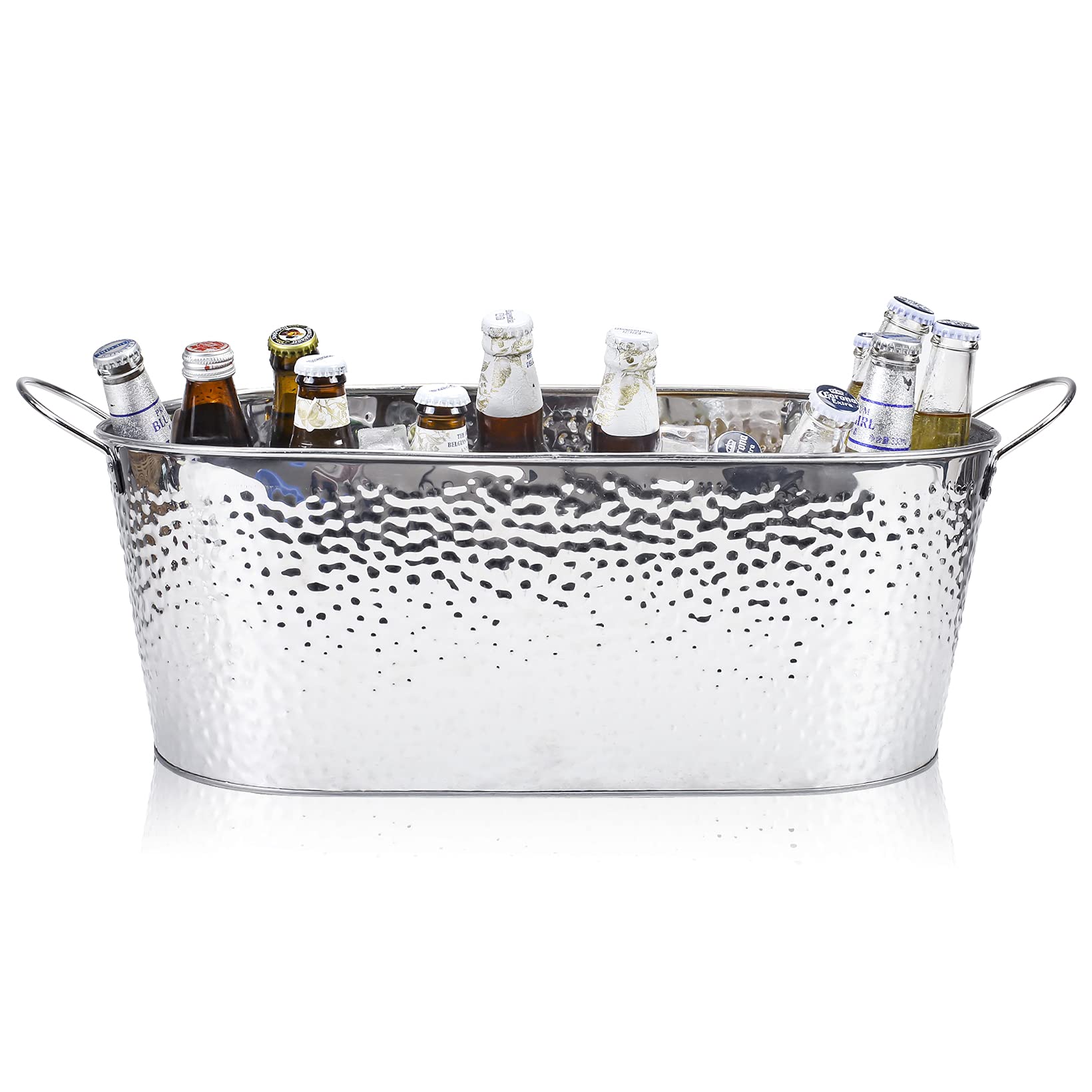 14L Large Beer Bucket,Stainless Steel Beverage Tubs, Drinks Bucket, Large Ice Buckets with Double Handles for Weddings,Family Party and Business Party