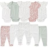 falianni Baby Boy Girl 10 Piece Combined Type Clothing Set Cotton Baby Bodysuits and Pants Set Home Outdoor Infant Clothes