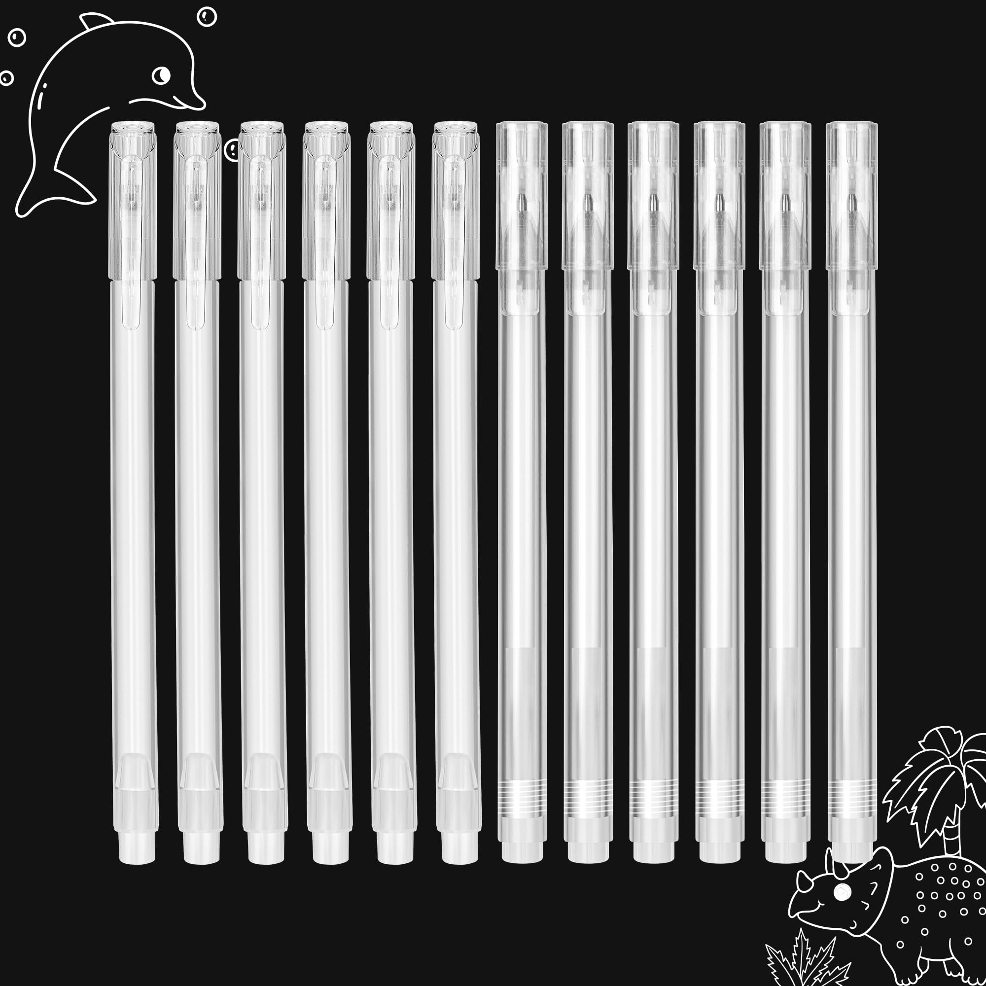 SMOOTHERPRO White Gel Pen | 12 Pcs White Ink Pen Set | 0.6, 0.8mm Point Gel Pen | for Black Dark Paper Highlight Drawing Sketching Design (S068-6)