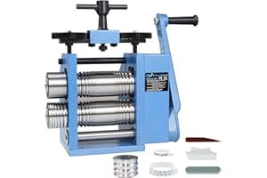 CTISMICE Rolling Mill, 4 in 1 Light Duty Roller Machine with Hand Crank for Pressing Gold Silver Copper Metal into Jewelry Sheets, Square, Half Round and Round Wire of Various Sizes