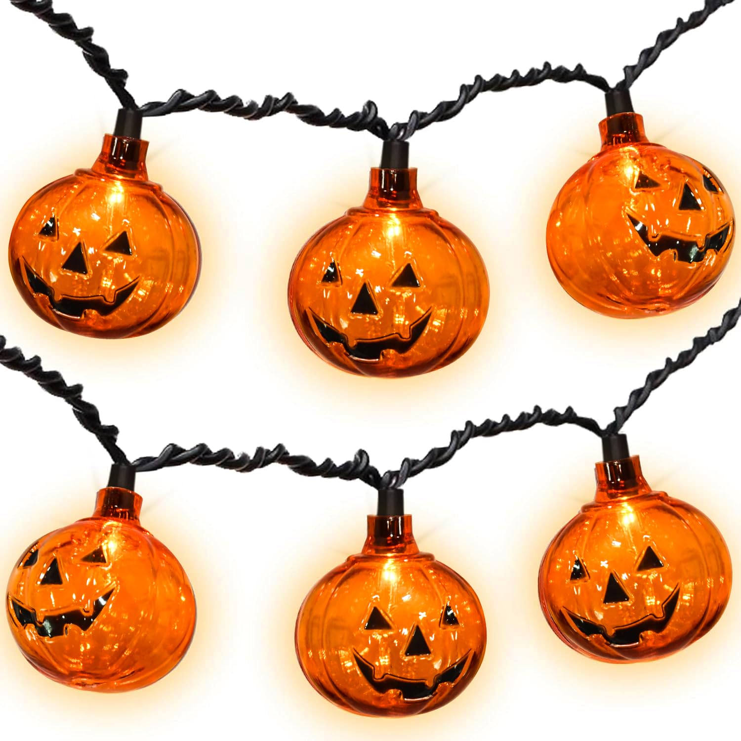 Photo 1 of Halloween Decorations Pumpkin Lights, 8.5 Feet Clear Pumpkin String Lights. 10 Pack Orange Pumpkin Lantern Lights for Halloween Indoor Outdoor Party Patio Yard Home Decor