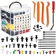 Car Retainer Clips & Fasteners Kit – 32 Universal Sizes Nylon Bumper, Fender Rivets, Door Panel Clips, and Plastic Rivets wit