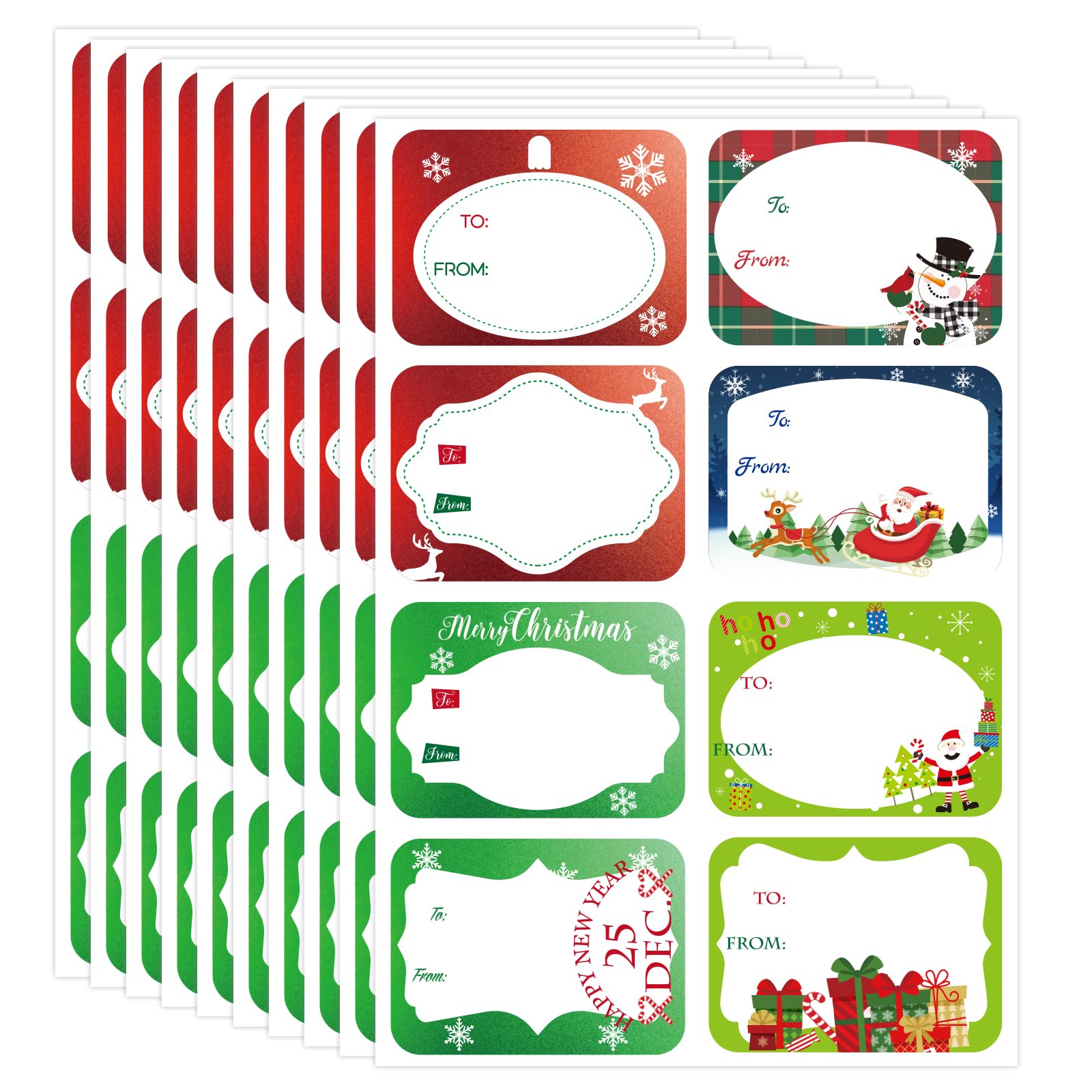 Photo 1 of *** pack*** 2***Jumbo Christmas Name Tags Stickers 120 Pack/8 Designs -Gift Tag with Reflective Metallic Foil for Christmas Presents (Snow White)