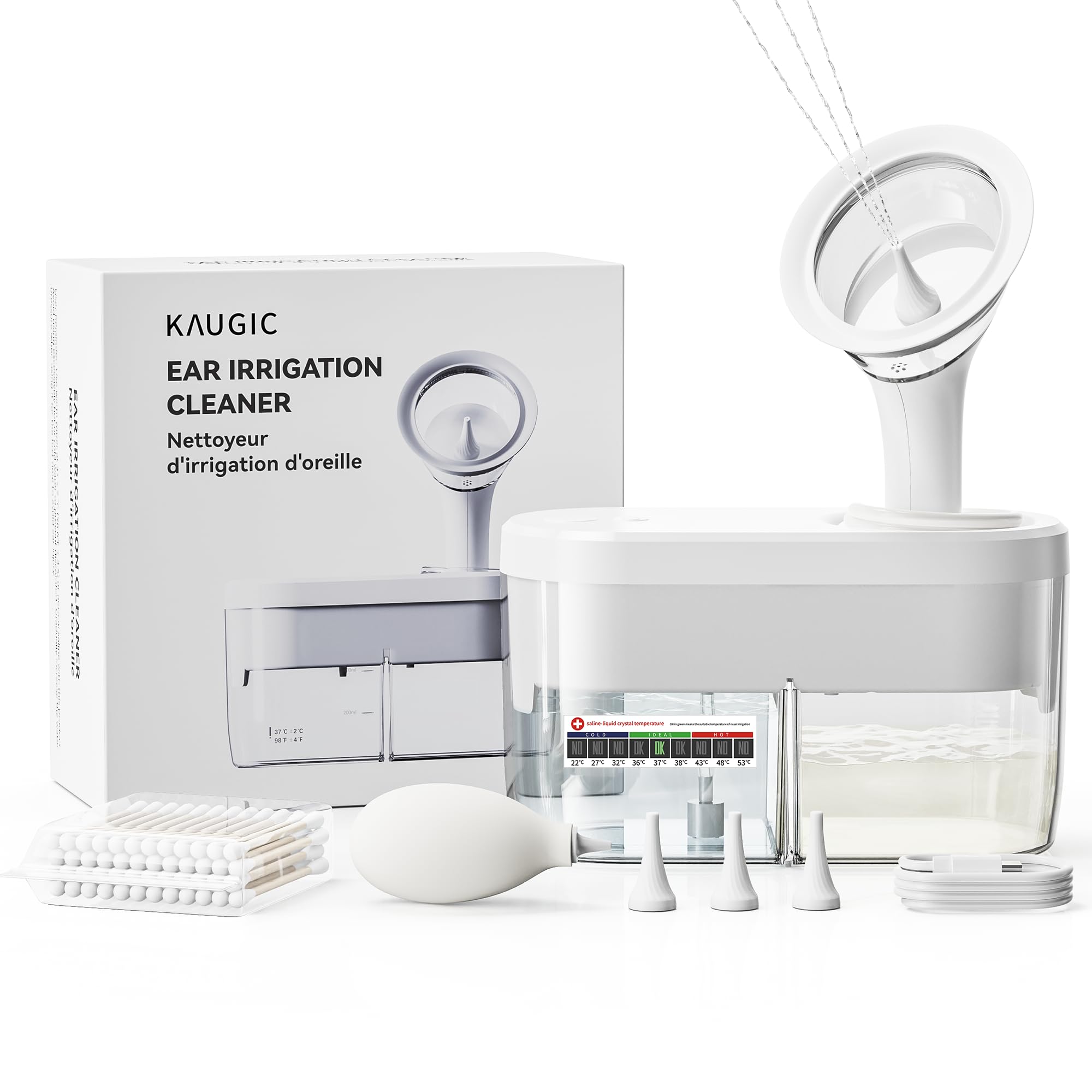 Photo 1 of KAUGIC Electric Ear Wax Removal Kit - Water Powered Ear Irrigation System with Sewage Collection, 4 Clean Modes, Safe & Effective, 3 Ear Tips for Adults