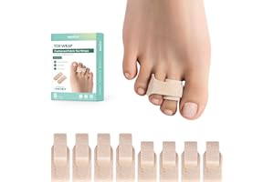 Welnove Hammer Toe Straightener - 8 Pack Broken Toe Wraps - Hammer Toe Corrector for Women - Toe Splints for Crooked Toes, Curled Toes, Bent Toes - (Multi-Size, Beige)