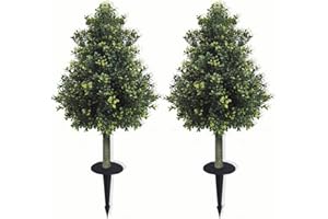 MELLI WELLI 2-Pack 33" UV-Resistant Boxwood Topiary Ball Trees | Artificial Outdoor Plants with Ground Spikes for Porch, Patio, Planters & Indoor Decor