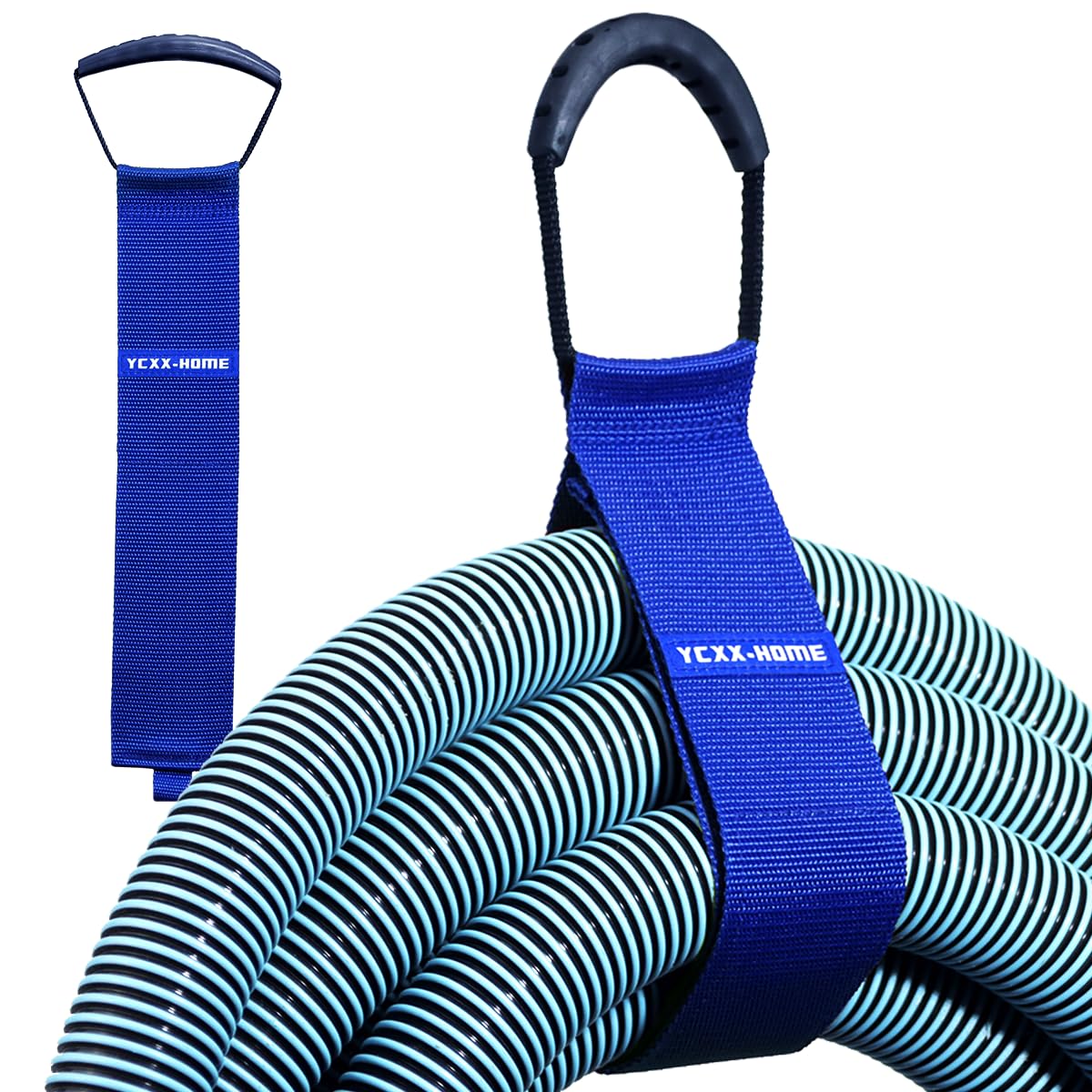 2 PCS Heavy Duty Cord Storage Wrap Holder Extension Hook and Loop Cord Hose Organizer Strap with Carrying Handle for Cords Garden Hose Swimming or Garage Tool (Blue)