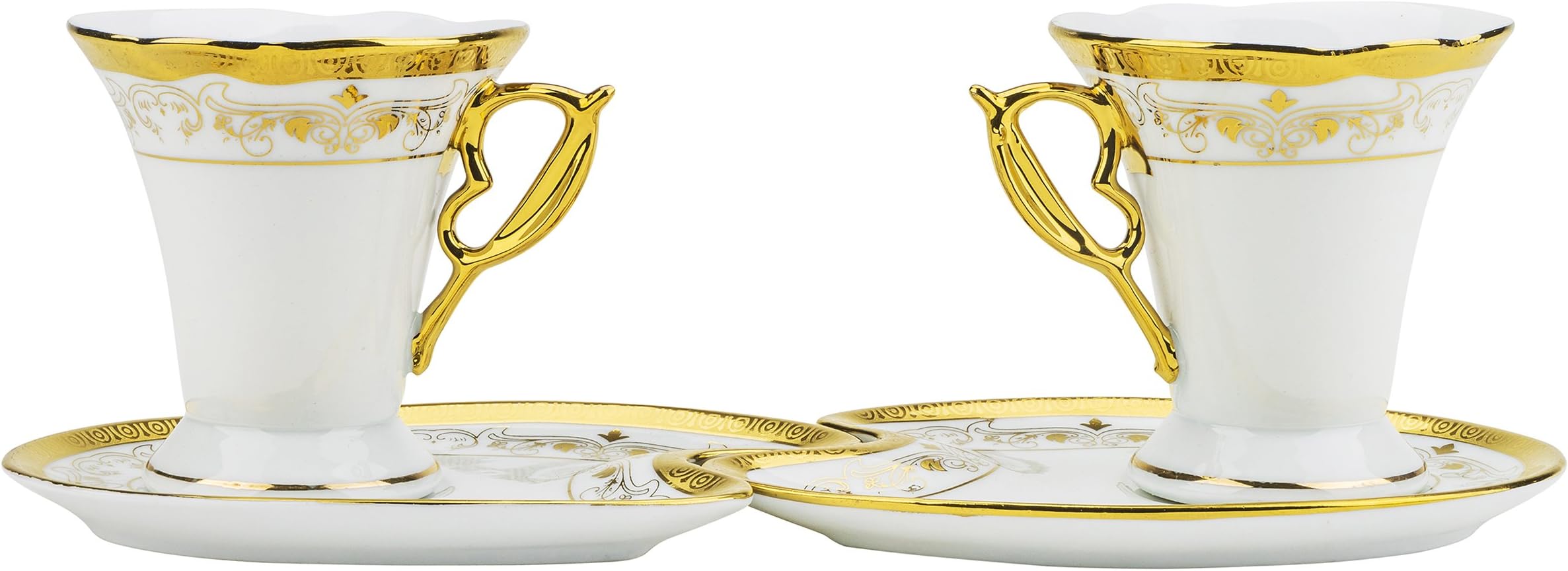 Majestic Porcelain CSG12, Six 4 Oz. Porcelain Gold-Plated Cups with Saucers, Wedding Gift Box Vintage Coffee Set of 12