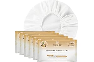 Scrubzz Shampoo Caps No Rinse for Elderly and Bedridden Patients, Rinse Free Shampoo Caps for Post Surgery and Hospital Stays, Waterless Hair Washing Shower Caps - Coconut Vanilla - 6 Pack