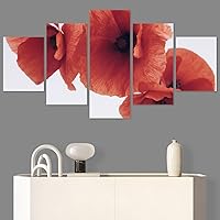 SIGNWIN 5 Panel Canvas Wall Art Red Arrangement for Home Decorations Ready to Hang - 60
