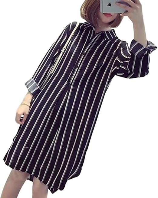 Amazon ワンピース チュニック ロング シャツ ワンピース ボタン 前開き スタイリッシュ チュニック レディース ワンピース チュニック 通販