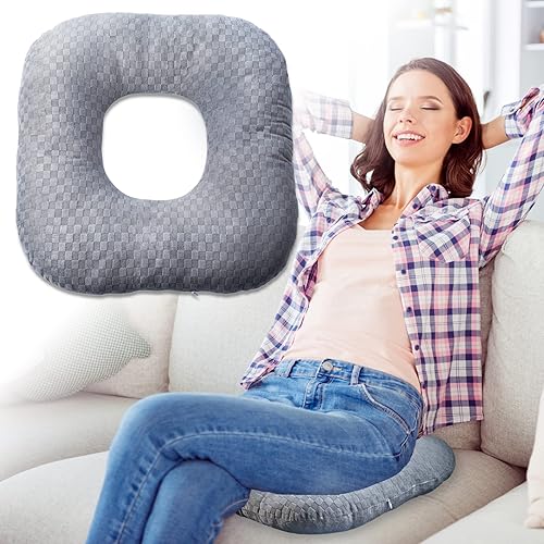 Stuffed Donut Pillow Seat Cushion for Tailbone and Coccyx Pain