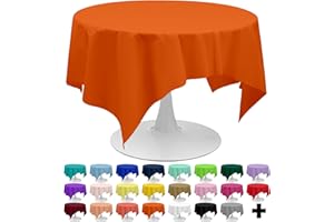 PARTY ULYJA Orange Tablecloths Plastic 3 Pack Premium 84 Inches Disposable Table Covers Decorative Table Cloths for Round Dinning Kitchen Tables