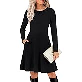 Kranda Women 2026 Spring Midi Dresses Long Sleeve Crewneck Casual Flowy Knit Winter Sweater Dress with Pockets
