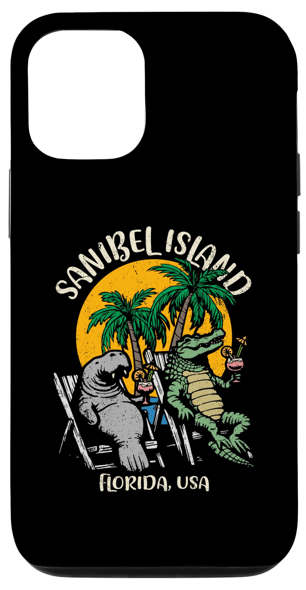 iPhone 13 Pro Sanibel Island Florida USA Funny Manatee Alligator Design Case