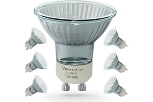 MimamsaCam GU10 Halogen Bulb for Candle Warmer Lamp, 120V 50W Halogen Light Bulbs GU10+C, MR16 with Glass Cover, 2800K Warm White, Dimmable, Pack of 6