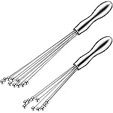 2 Pieces Stainless Steel Mini Ball Whisk 10-Inch and 12-Inch, Egg Beater Manual Mixer Whisk for Sauces Cream Cooking Blender