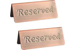 MATIMASU 2 Pack Small Reserved Table Signs for Restaurants,Dinner Parties,Banquets,Events,Stainless Steel Table Tent Place Signs,10 Year’s Use,Etched Design,Double Sided View,4.7x1.9 In,(Vintage Red)