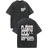 Weripoah Christian Jesus Shirts for Men Faith Religious Graphic Tees Vintage Oversized Acid Wash Tshirts God Shirt Streetwear