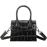 nodeber Mini Crossbody Bag for Women Girls Synthetic Leather Flap Purse Styling Top-Handle Clutch Handbag