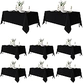 Fitable 8 Pack Table Cloth Rectangle Table: Stain and Wrinkle Resistant Tablecloth Rectangular, Washable Polyester Tablecloths for Wedding Party Dining Banquet Event Catering(Black, 70x120 Inch)