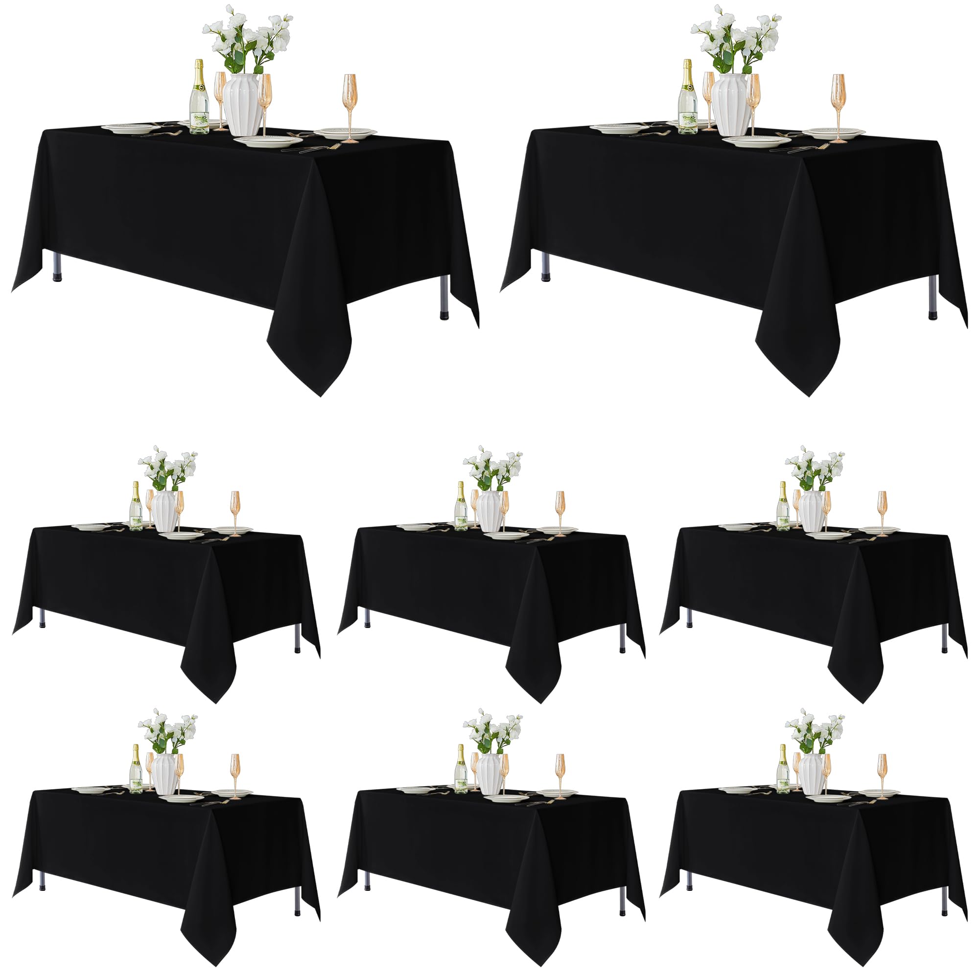 Photo 1 of Fitable 8 Pack Table Cloth Table: Stain and Wrinkle Resistant Tablecloth, Washable Polyester Tablecloths for Wedding Party Dining Banquet Event Catering(Black, Dimensions Unknown)