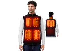 WASOTO Heated Vest for Men Fleece Vest 16000mAh Battery Pack Charger Included Rechargeable Lightweight for Hunting Work