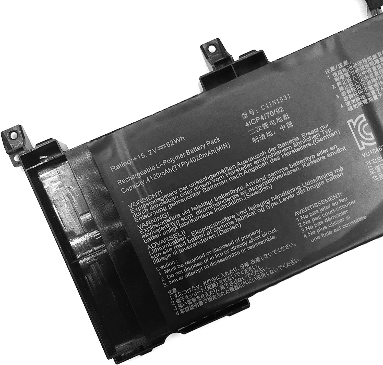 ASKC 15.2V 62Wh C41N1531 Laptop Battery for Asus ROG Strix GL502VY GL502VY-1A GL502VY-DS71 DS74 GL502VS GL502VS-1A GL502VS-1E GL502VS-DB71 GL502VS-FY032T GL502VY-FY023T Notebook 0B200-01940100 - Image 4