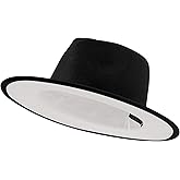 jingsha Fedora Hats for Men & Women Wide Brim Fedora Felt Panama Hat Men's Dress Hats with Belt Buckle