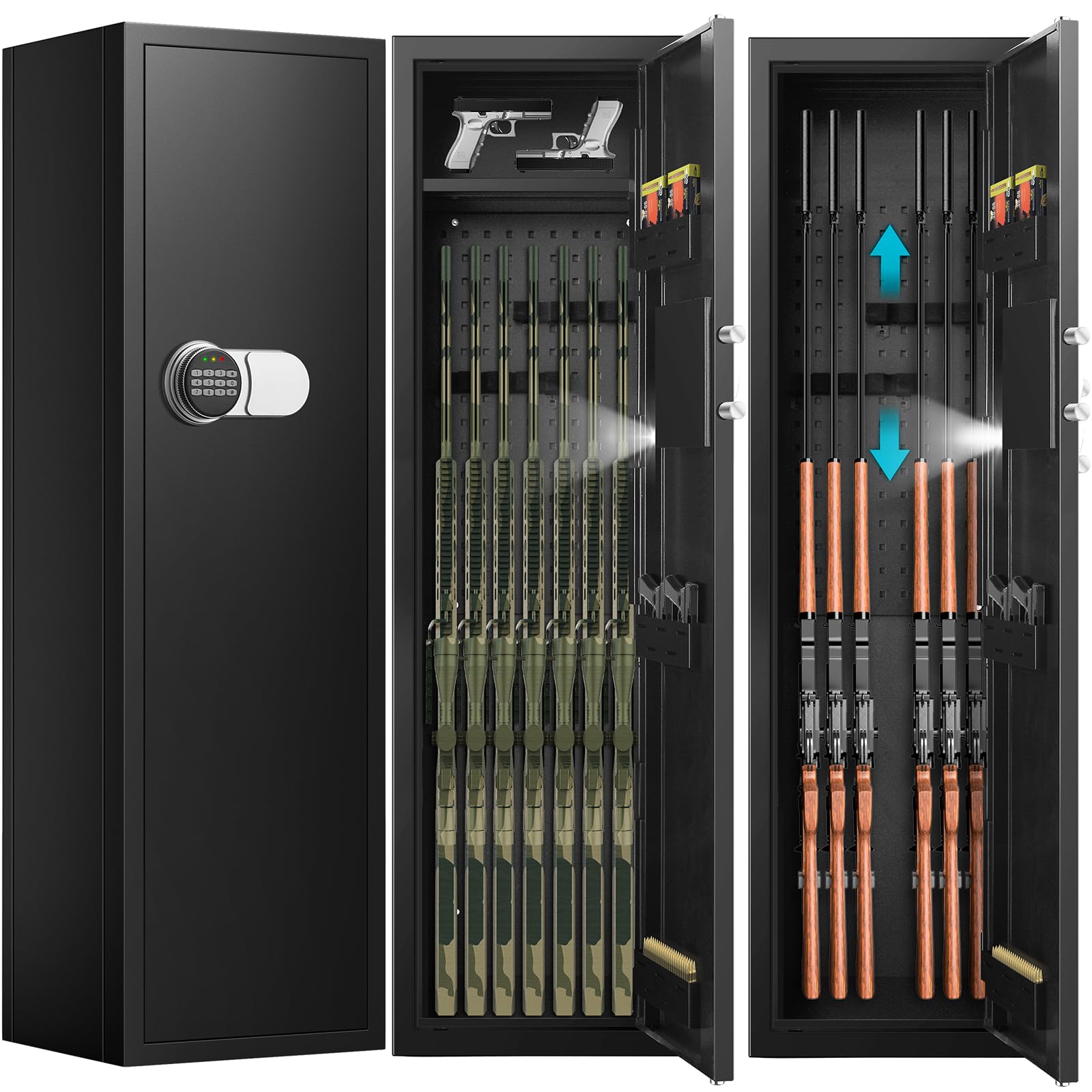 Photo 1 of ** NEW** ?2024NEW?6-8 Large Rifle Gun Safe For Home Rifle And Pistols, ?Deeper? Long Gun Cabinet Safe For Rifles And Shotguns With Inner Lockbox, Door Panel Organizer, Led Light, Slient Mode