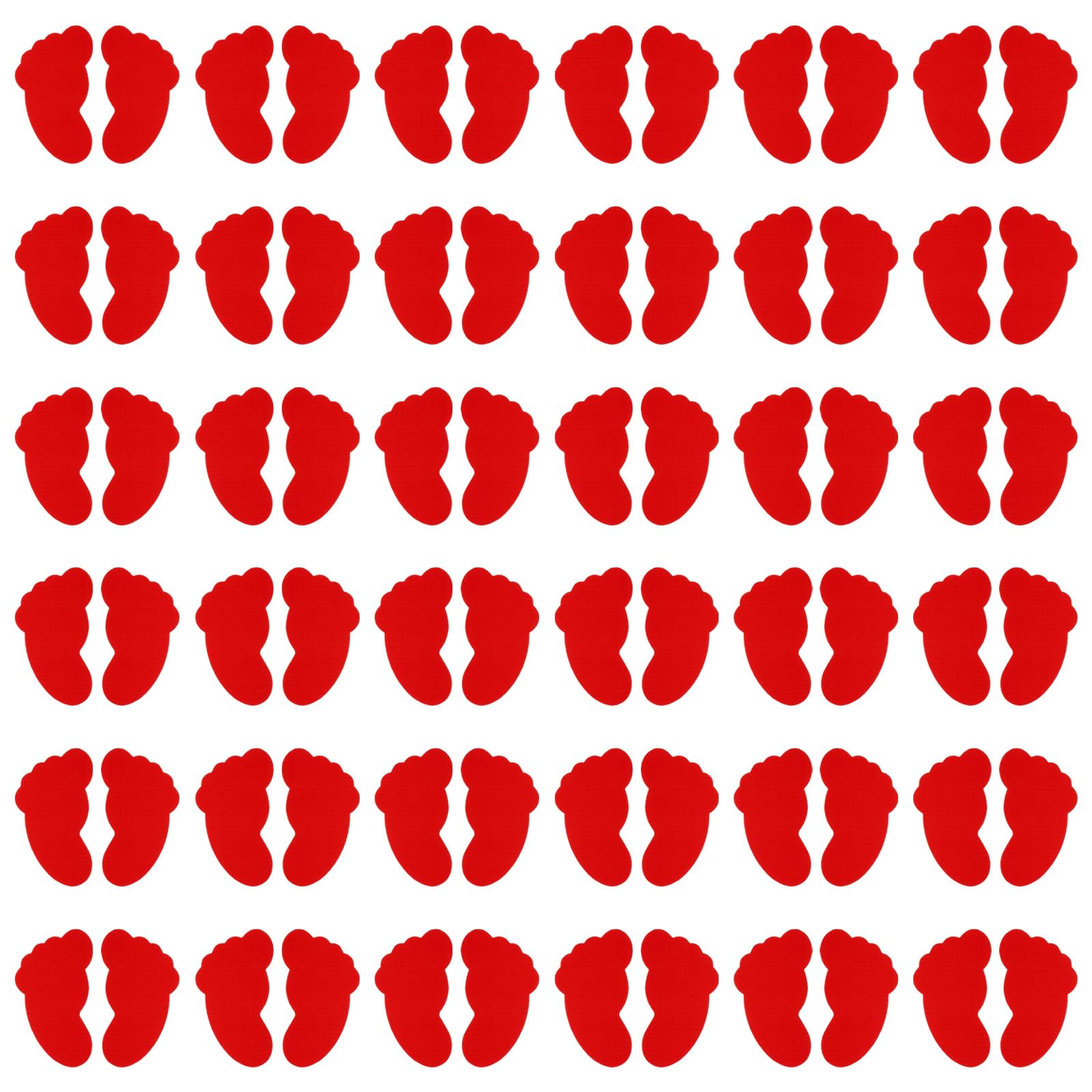 PATIKIL Foot Shaped Carpet Markers, 80pcs (40pairs) Nylon Floor Spots Markers Colorful Hook and Loop Marker Dots for Classroom Teacher Supplies, Red