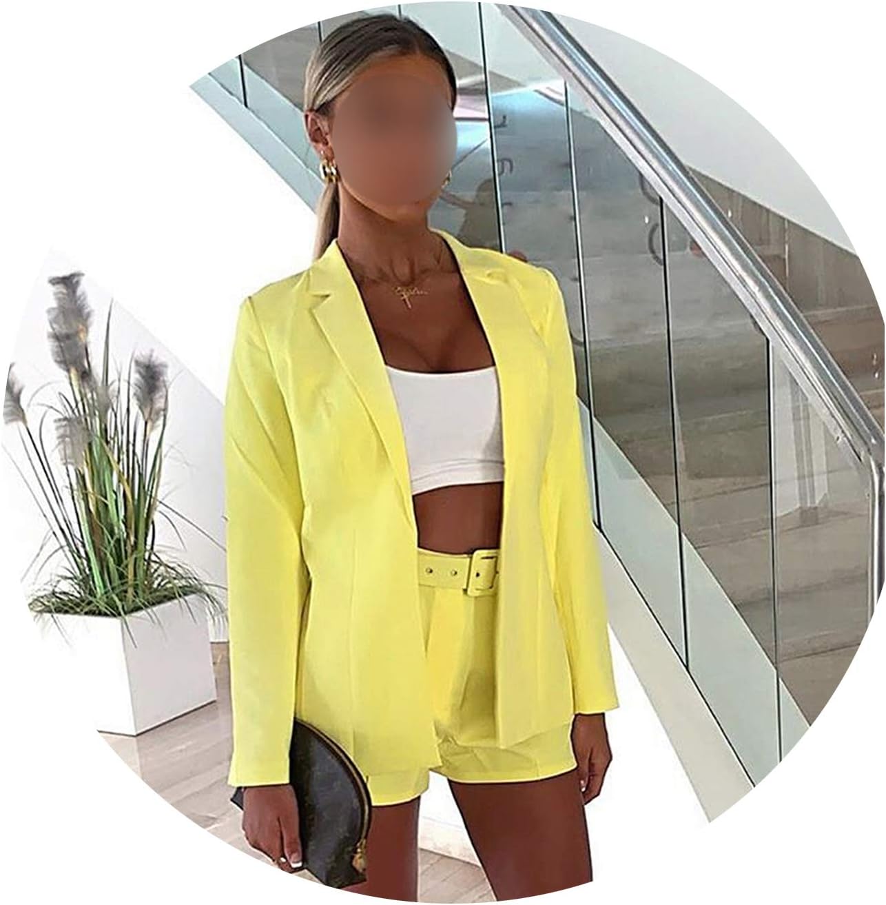 Two Piece Sets2 Piece Set Women Office Ladies Outfits Belt Casual Matching Sets