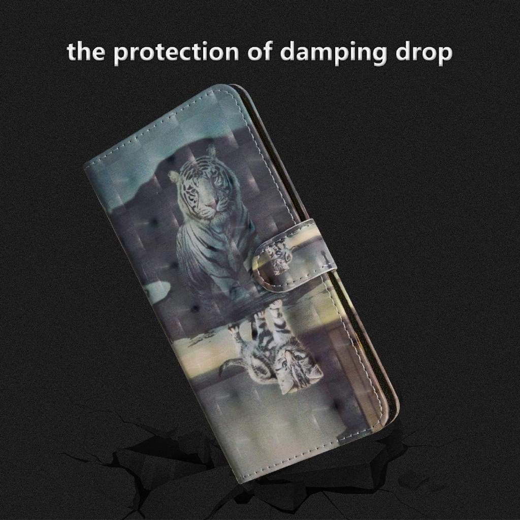 For Huawei P Smart 2020 Case,ShockProof PU Leather Flip Cover Wallet Case with Magnetic Closure Stand Card Holder ID Slot Folio Soft TPU Bumper Protective Skin,Cat In Mirror - Image 3