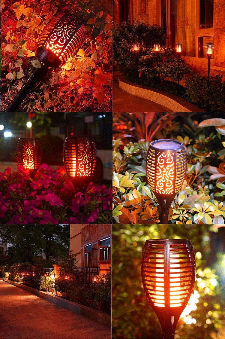 Solar Torch Light, Waterproof Flickering Flame Light Outdoor Decorations/Landscape Led Solar Lamps Garden Patio Lawn Yard, Security Powered Solar Spotlights Decor Driveway Dusk To Dawn (4 Pack)