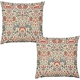 Focusbrite William Morris Vintage Floral Decorative Throw Pillow Covers Cozy Soft Pillowcase Aesthetic Cushion Cover for Home Decor Sofa Living Room Couch Bed Set of 2,16"x16"