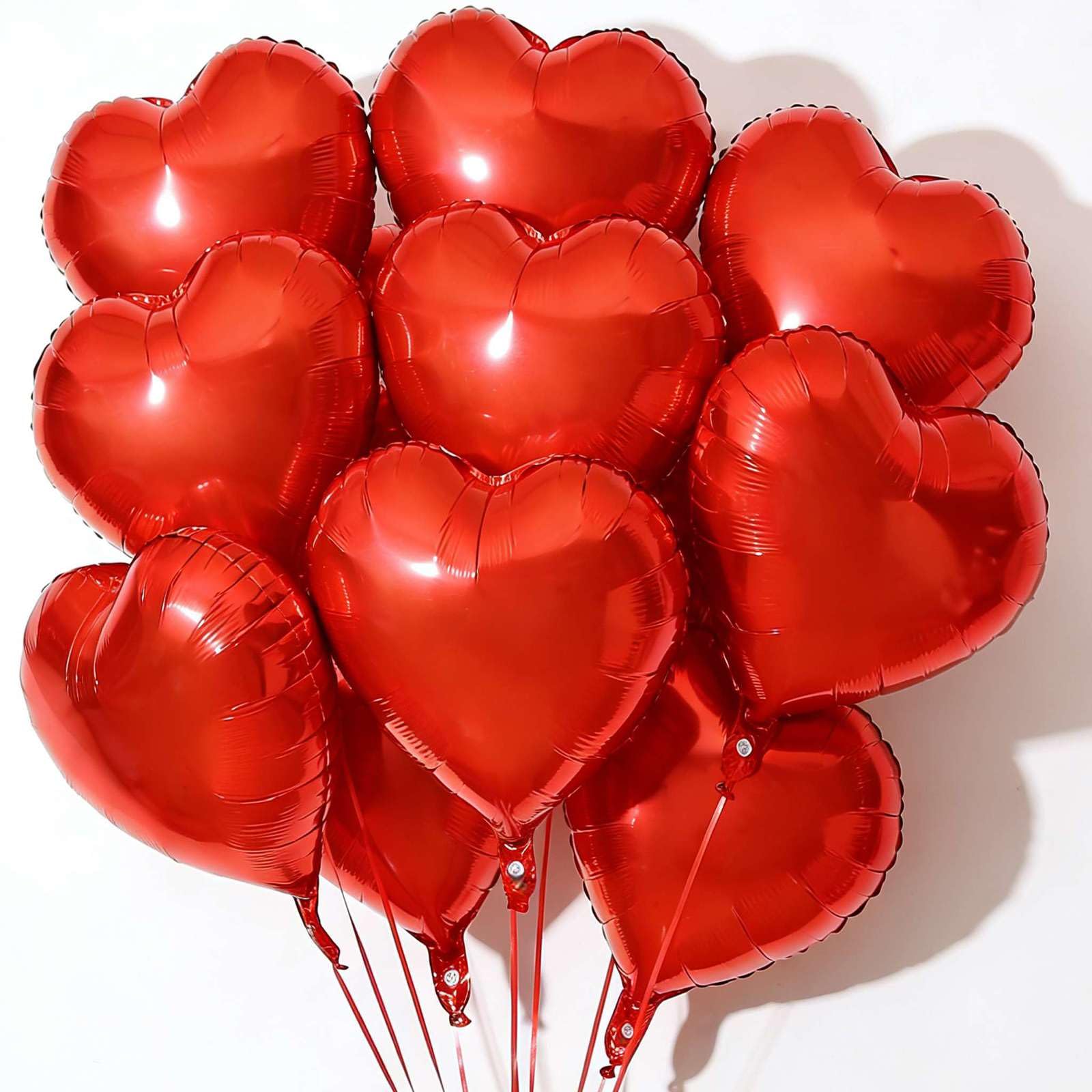 Photo 1 of 10Pcs Red Foil Heart Shaped Balloons 18 Inch Heart Mylar Balloons For Baby Shower Wedding Valentine Decorations Love Balloons Party Decorations