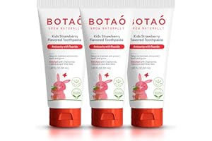 BOTAO Kids Toothpaste | Natural Strawberry Flavored Anticavity Fluoride Toothpaste Maximum Cavity Protection| EWG Verified, Vegan, SLS Free, Safe to Swallow, Aloe Vera (3Pack)