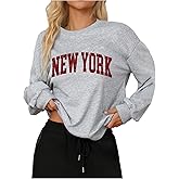 Verdusa Women's Letter Print Crewneck Sweatshirts Streetwear Casual Loose Pullover Tops